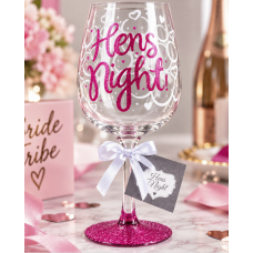 Wine Glass Pink and Silver - Hens Night (LAST ONE)